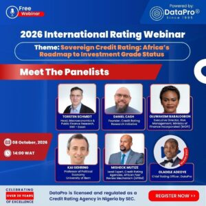 DATAPRO TO HOST INTERNATIONAL CREDIT RATING WEBINAR ON AFRICA’S ROAD TO INVESTMENT GRADE